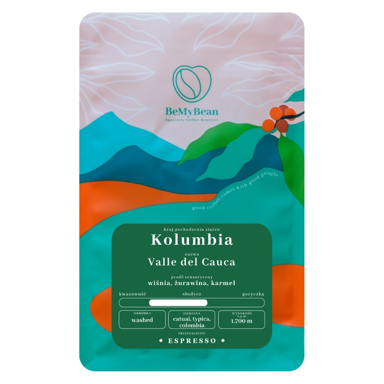 Baza kwadrat Kawa ziarnista BeMyBean Kolumbia Valle del Cauca 1kg - obrazek 1